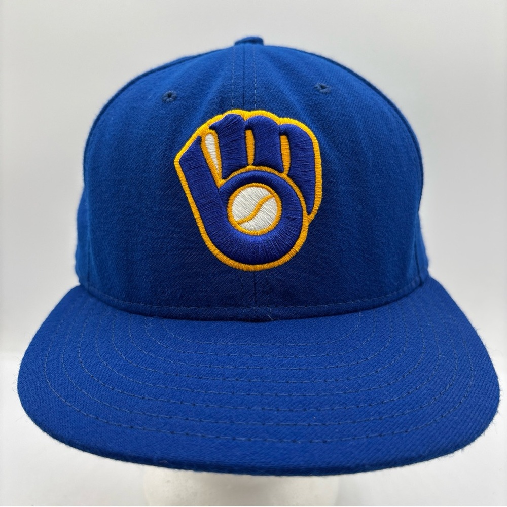 Milwaukee Brewers MLB New Era 59Fifty Men Blue 7 1/4 Official On Field FittedHat